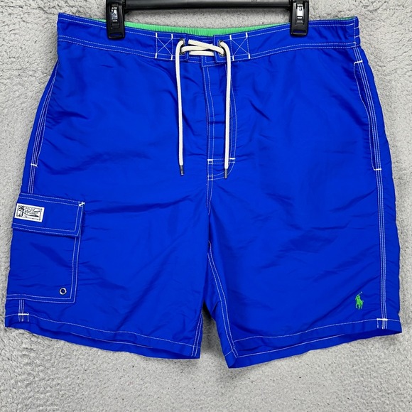 Polo Ralph Lauren Mens Swim Trunks Large Blue Mesh Lined Pony Cargo Board Shorts